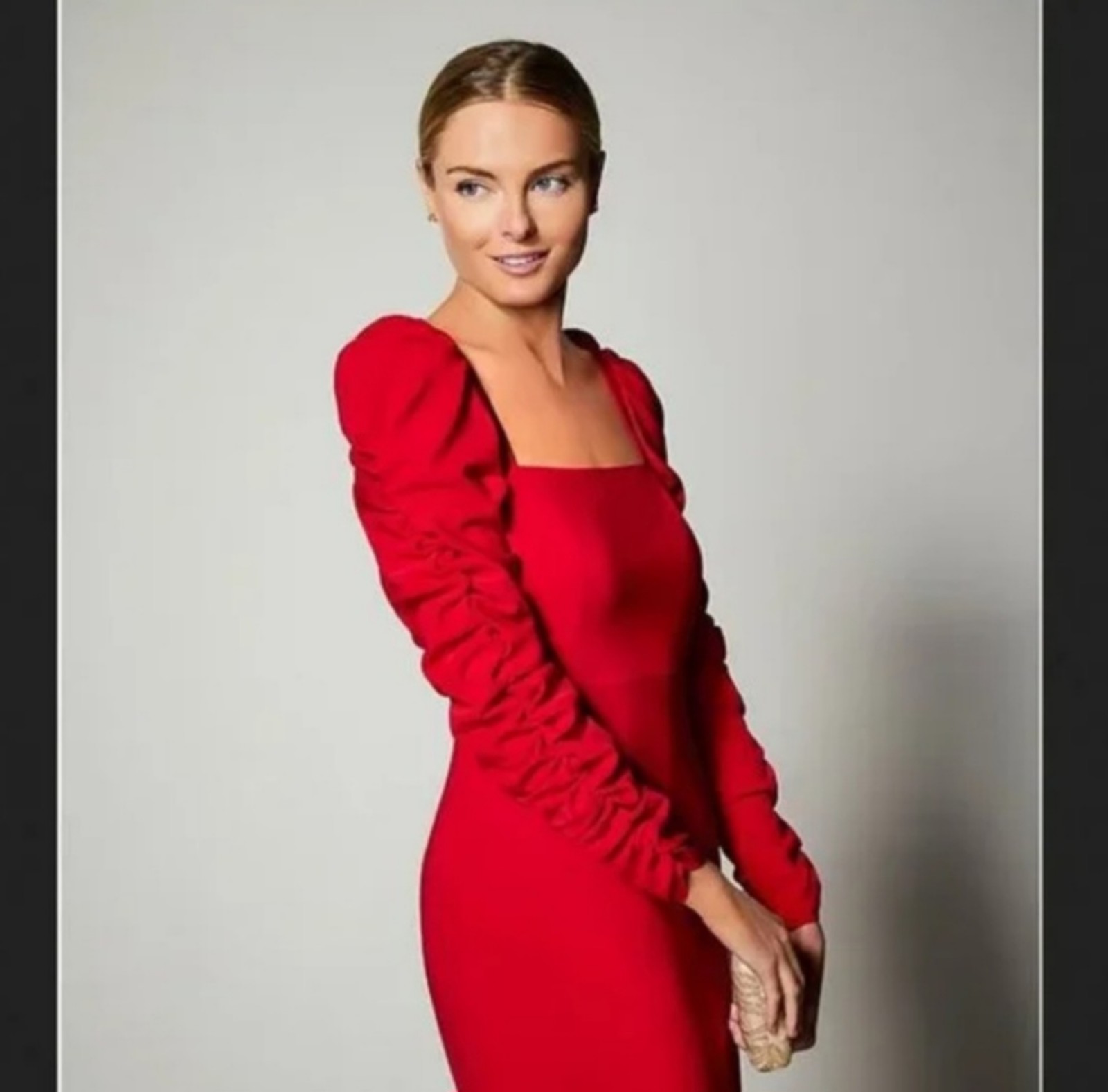 Antonio Melani Francine Square Neck Long Ruched Sleeve Dress