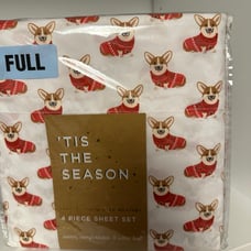 Full Size NWT Corgi Sheets Holiday Christmas Bed Sheets Set