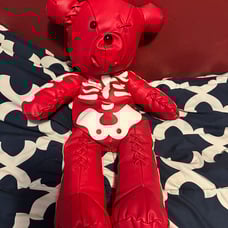 Fashion Skelton Bear Backpack- pinkish red