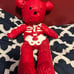 Fashion Skelton Bear Backpack- pinkish red