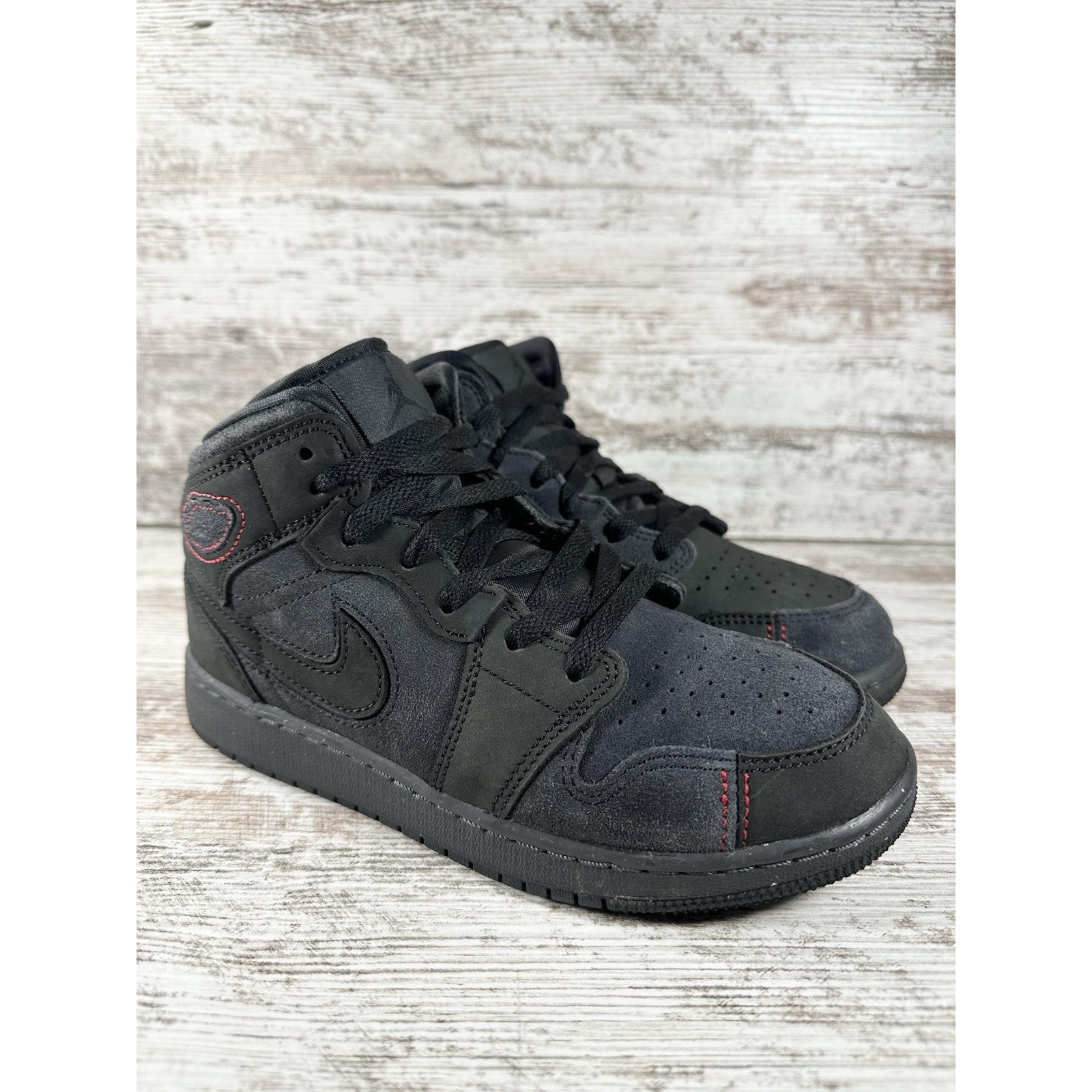 Youth Nike Air Jordan 1 Mid SE Craft (GS) Dark Smoke Gray/Black Sneakers Sz 4Y