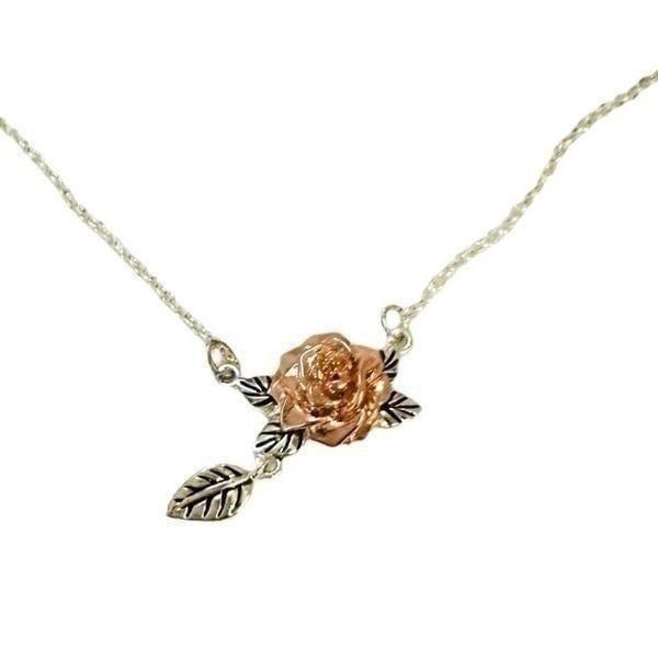 DISNEY Belle Princess Beauty and The Beast Rose Gold Silver Tone Floral Flower N