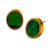 Modern Green Malachite Stone Stud Earrings Oval Yellow Gold Tone Unisex Mens NEW