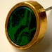 Modern Green Malachite Stone Stud Earrings Oval Yellow Gold Tone Unisex Mens NEW