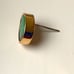 Modern Green Malachite Stone Stud Earrings Oval Yellow Gold Tone Unisex Mens NEW