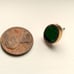 Modern Green Malachite Stone Stud Earrings Oval Yellow Gold Tone Unisex Mens NEW
