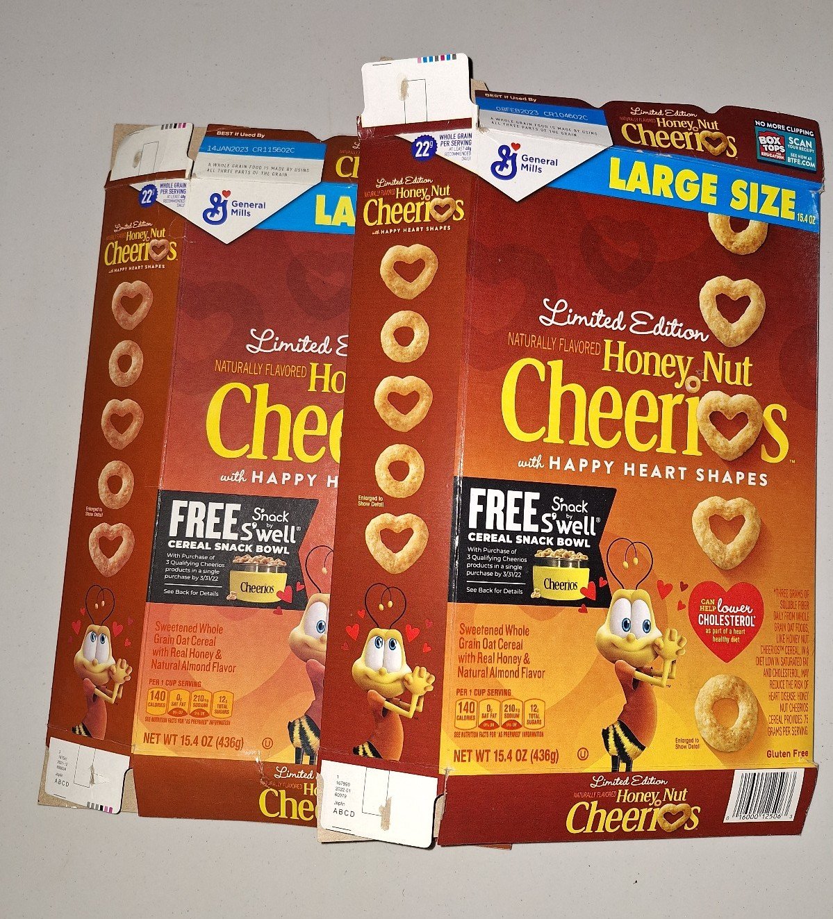HONEY NUT CHEERIOS LIMITED EDITION CEREAL BOXES WITH ICE T ON BOX