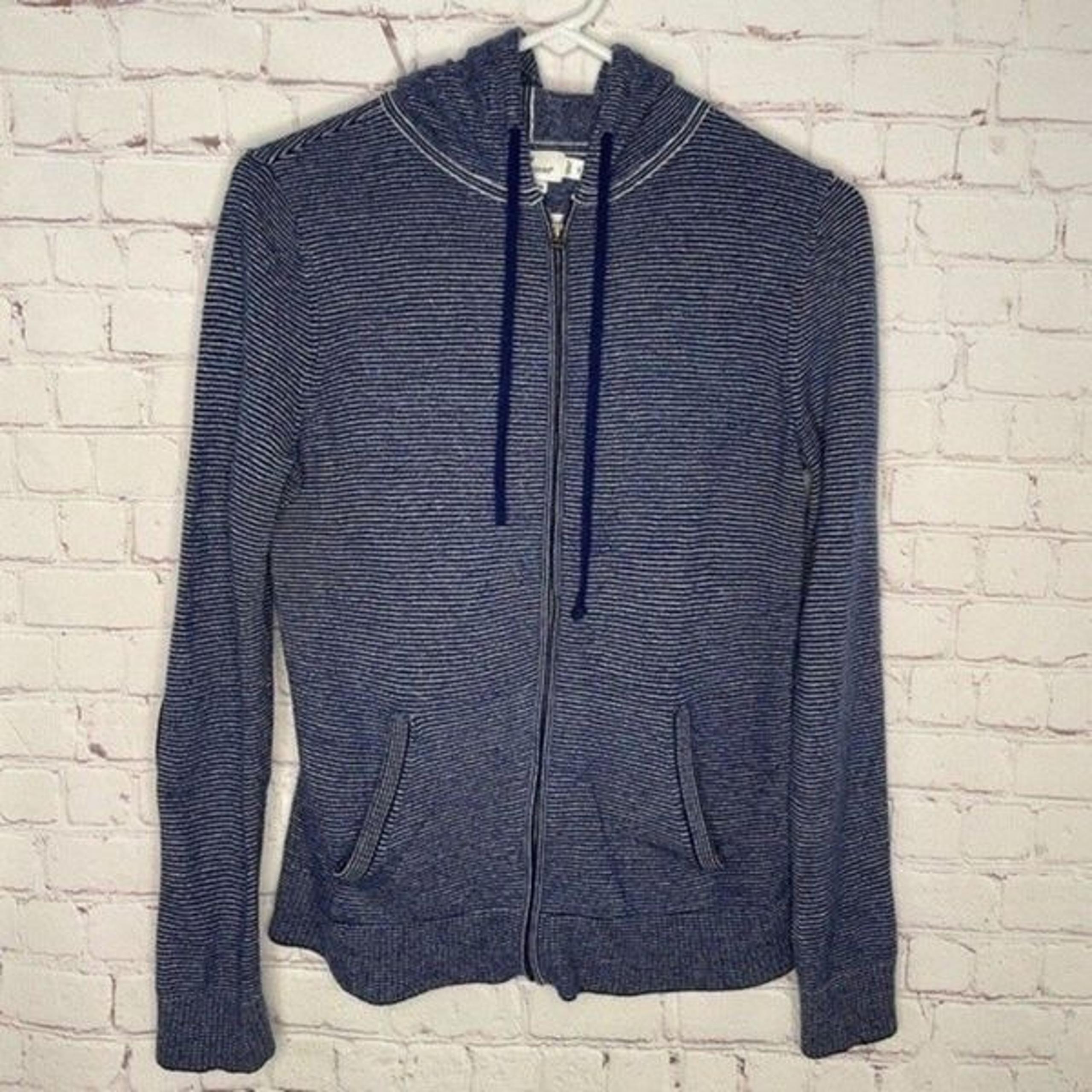 Vineyard Vines Womens Size S Blue Striped Spinnaker Full Zip Elbow Patch Hoodies