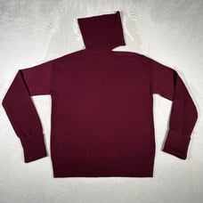 Paige Raundi Women Sweater Size S Cutout Shoulder Turtleneck Fig Red Wool Blend