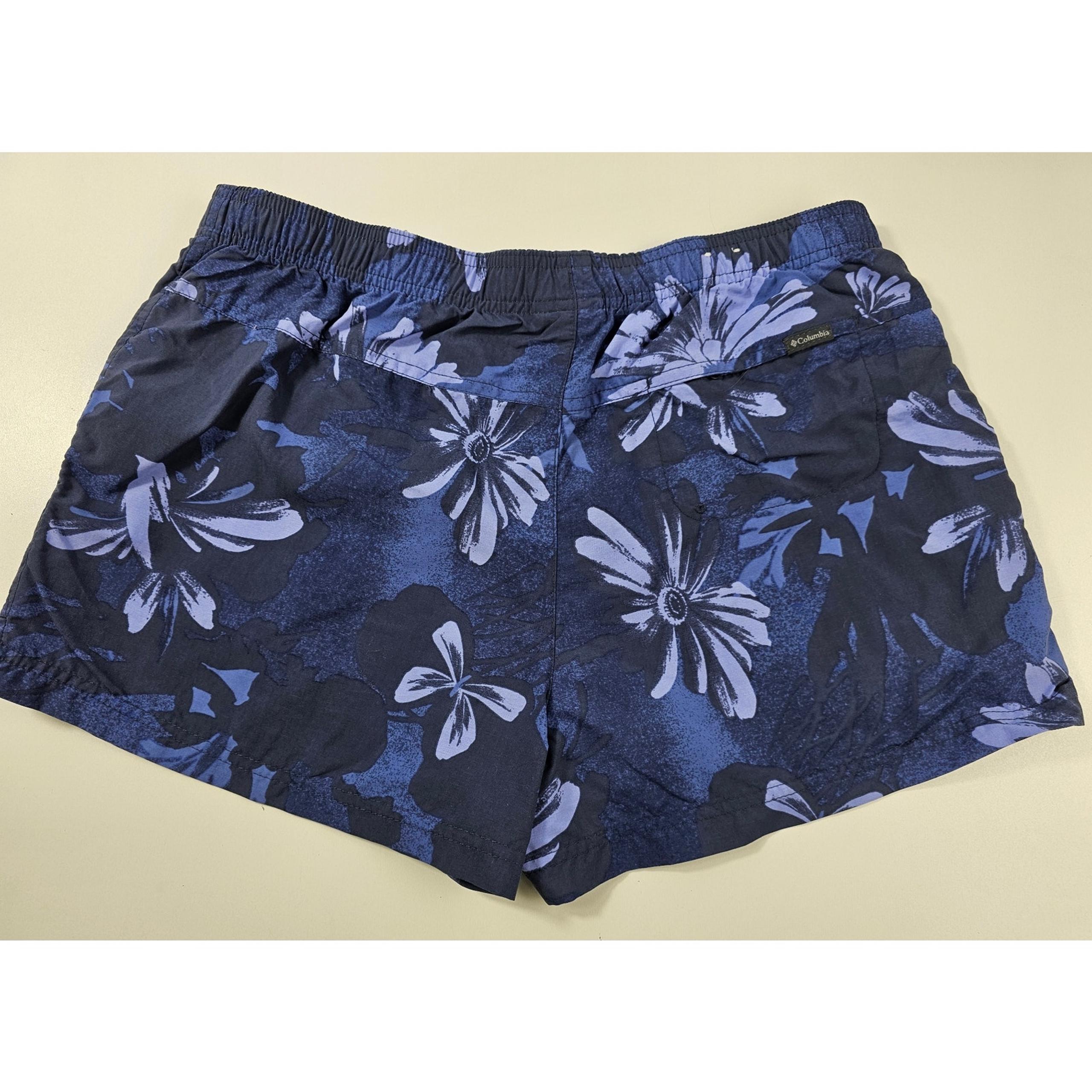Columbia Womens large L blue floral hawaiin swim shorts quick dry 3" inseam EUC#
