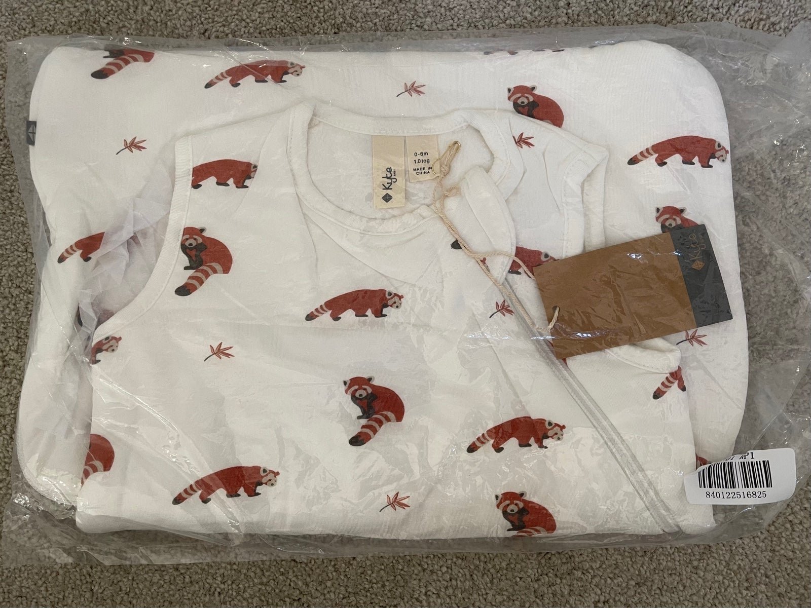 Kyte Baby Red Panda Sleep Sack 0-6 mo, size small, 1.0 TOG