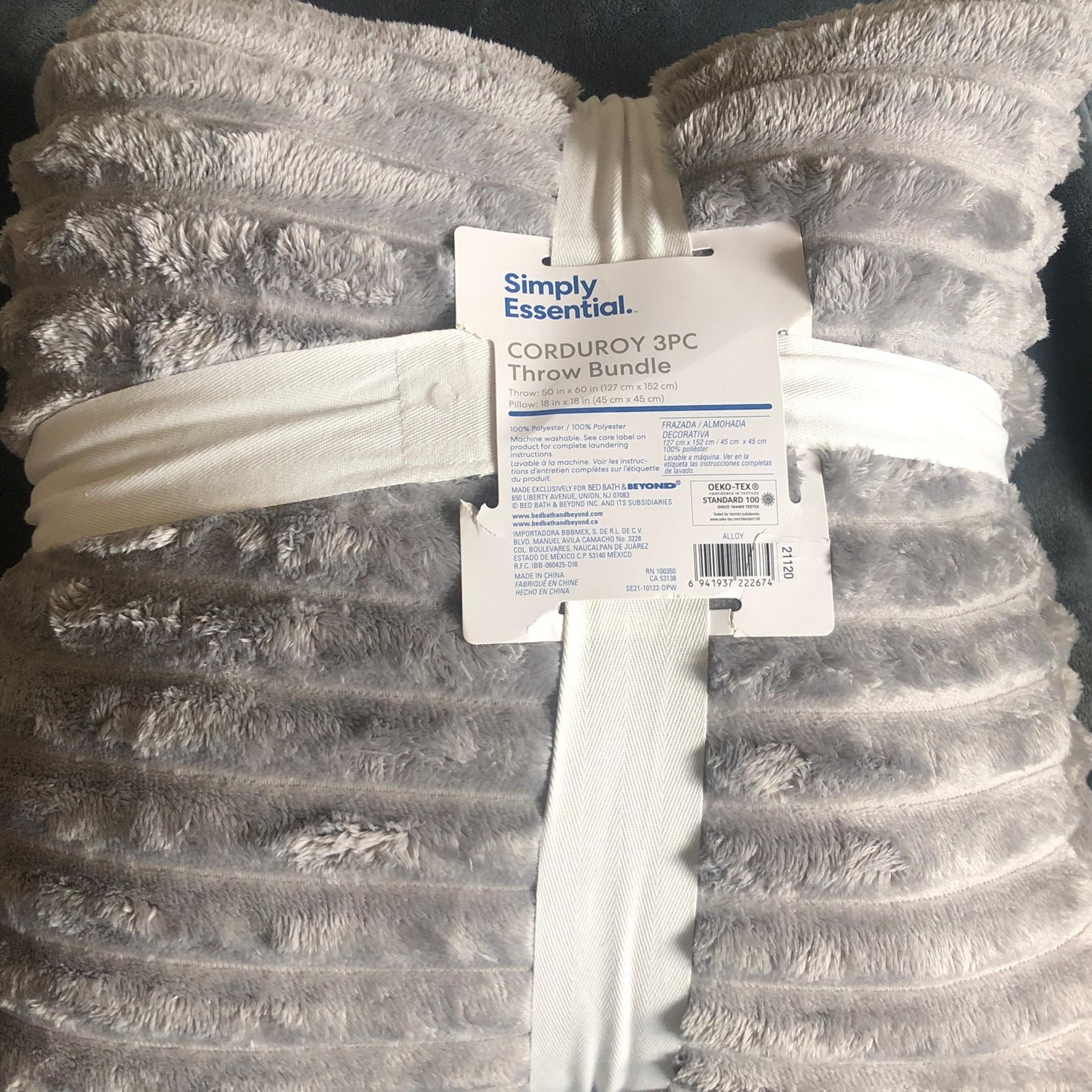 3 pc corduroy throw with pillows