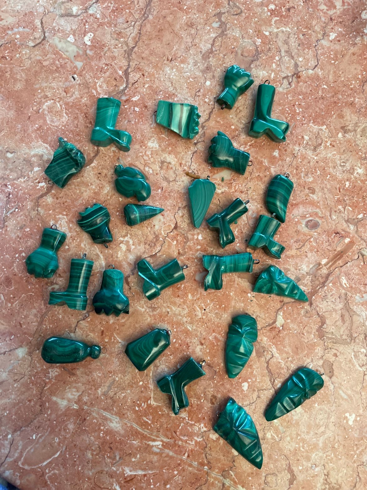 Lot Malachite Polished Stone charms/pendants