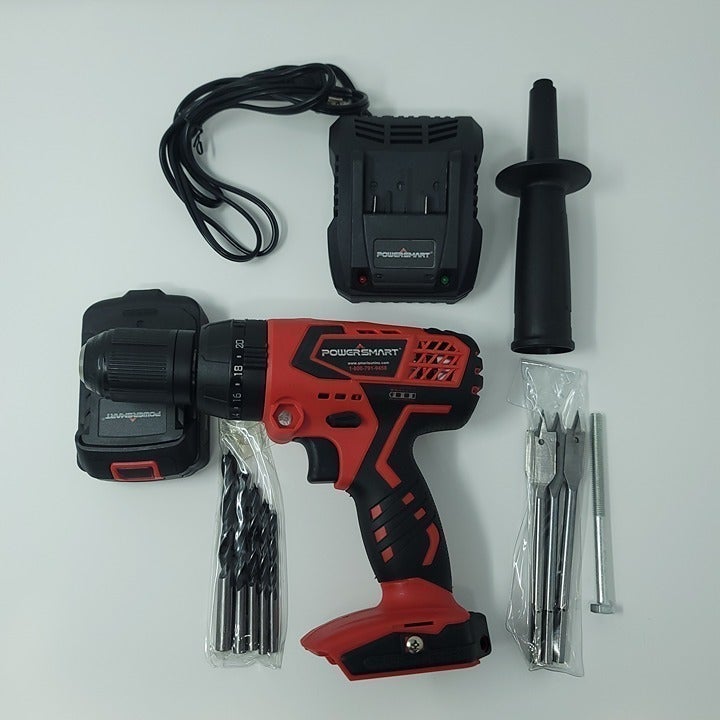 Cordless Drill - PowerSmart 20V Drill with Battery & Charger, 525 in-lbs Torque