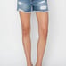 RISEN Stepped Waist Frayed Denim Shorts