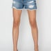 RISEN Stepped Waist Frayed Denim Shorts