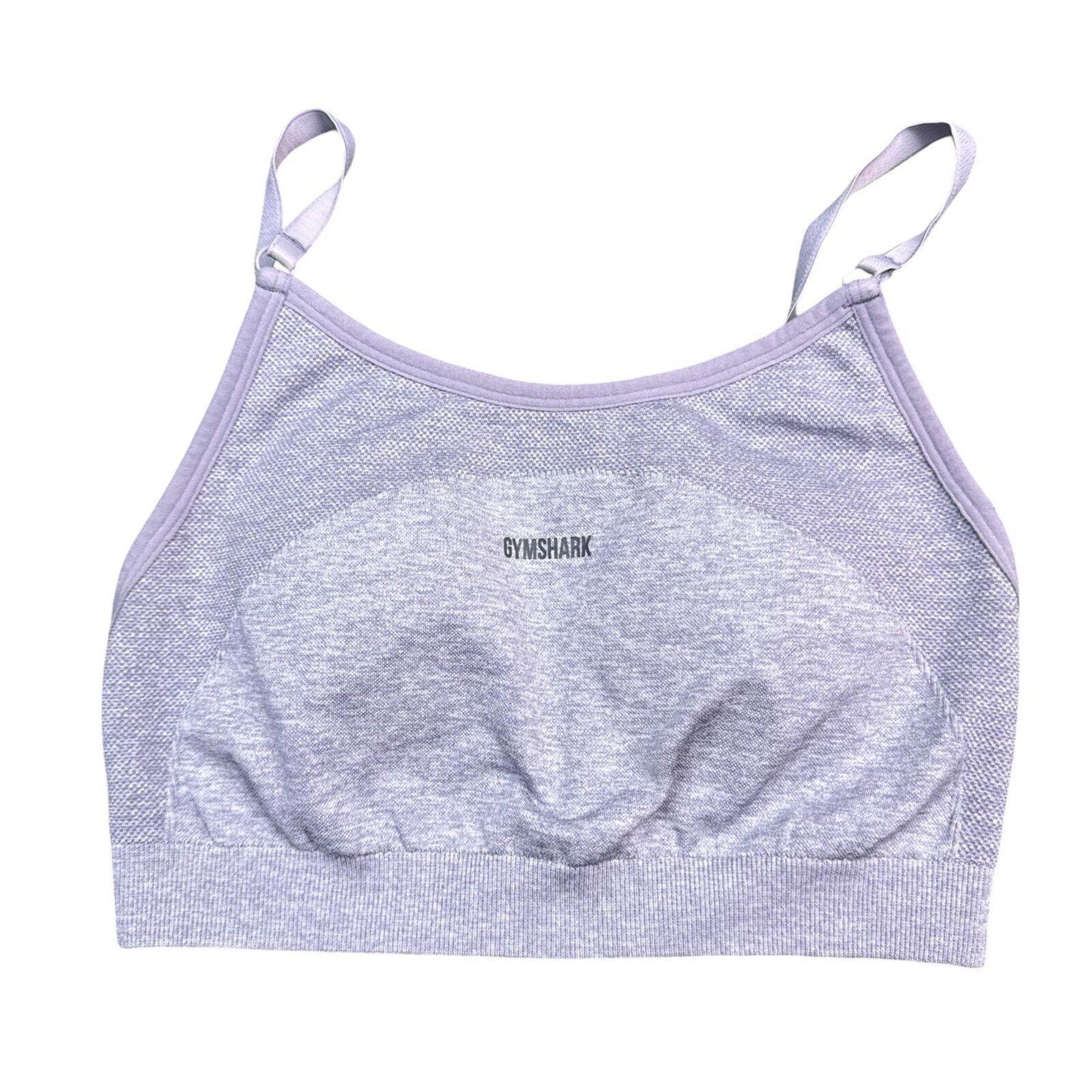 Gymshark Flex Strappy Sports Bra Womens Size Small Gray Big Logo Padded Active