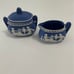 Dark Blue Jasper Body Cream And Sugar Bowl, Japan