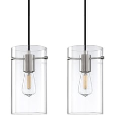 2 Pack 5.5 Clear Glass Modern Kitchen Island Pendant Light Brushed Nickel Finis
