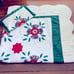Vintage handmade hand pieced scalloped edge quilt throw blanket and pillow sham
