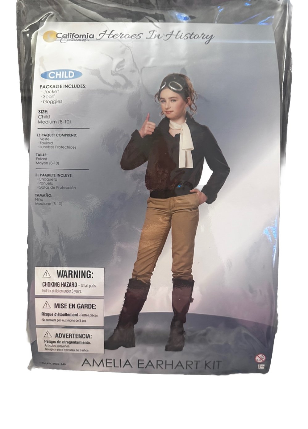 California Costumes, Hero’s Of History Amelia Earhart-Aviator Costume Child Med