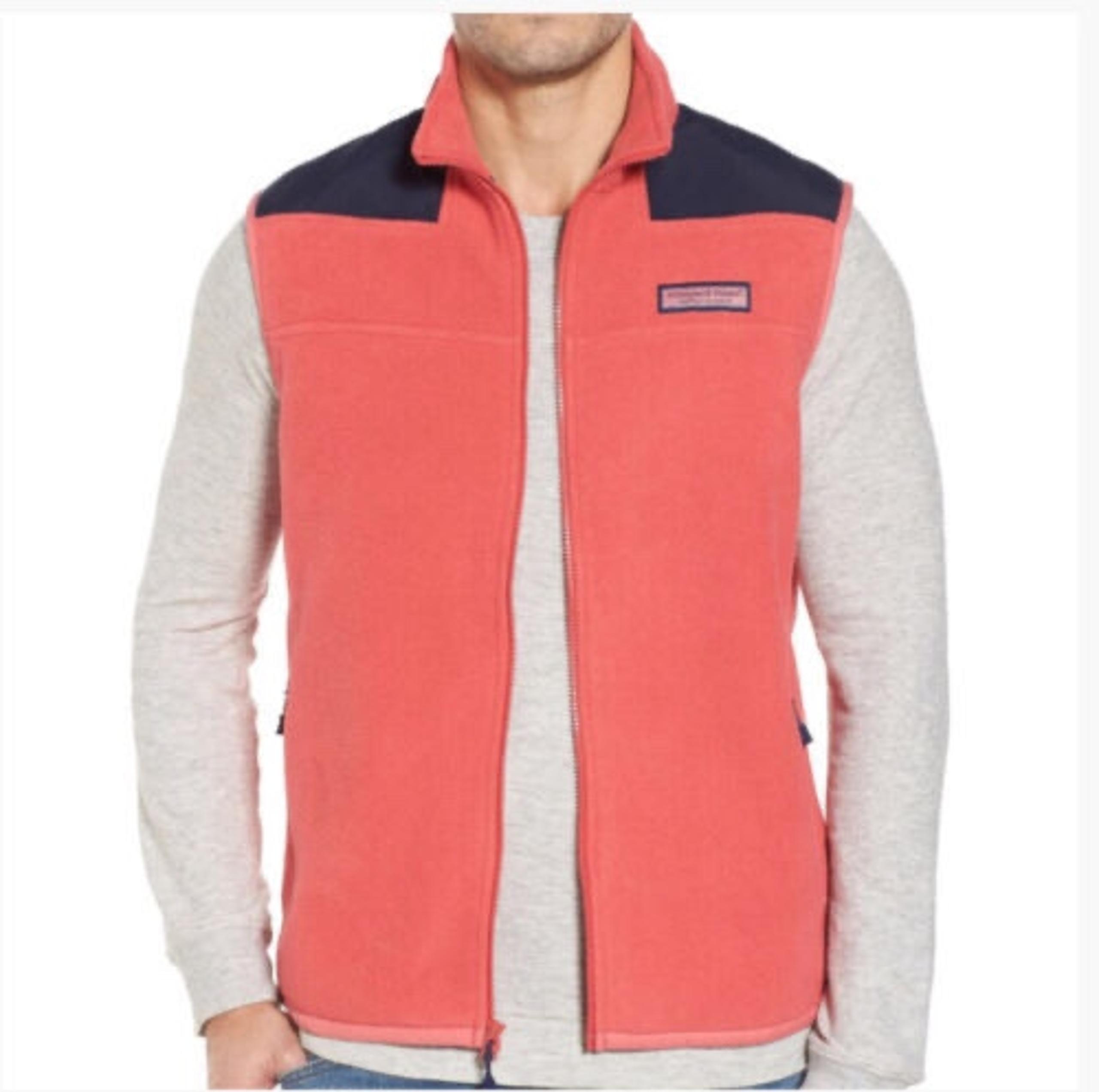 Vineyard Vines Red Fleece Shell Vest Full Zip Mens Size  xs preowned