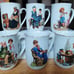 1982 Norman Rockwell Museum Coffee Mugs Cups White/Gold Trim Set of 6