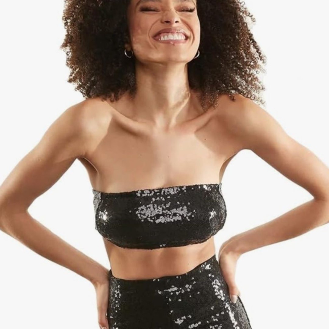 Staud black Sequin Bandeau Top