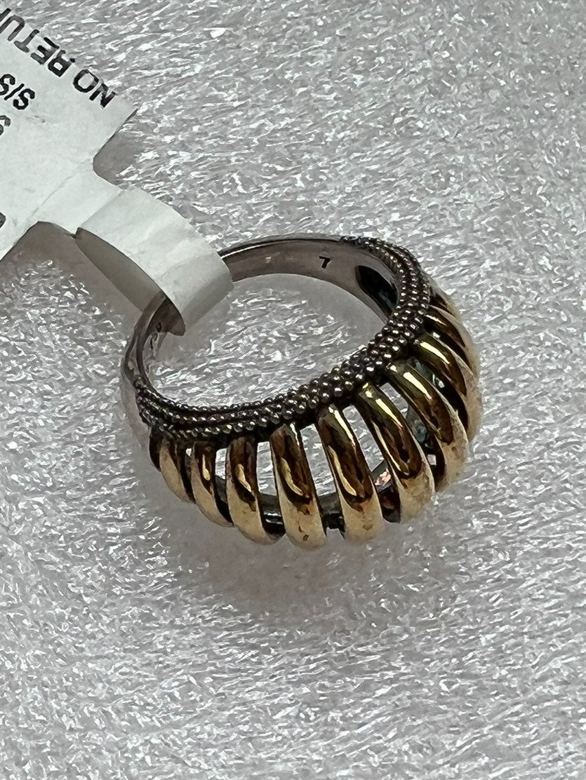 New lagos silver & gold dome 18k interlud ring size 7