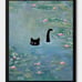 Hamduker Cat Wall Art Monet Prints Vintage Canvas Wall Art Funny Cat in Water