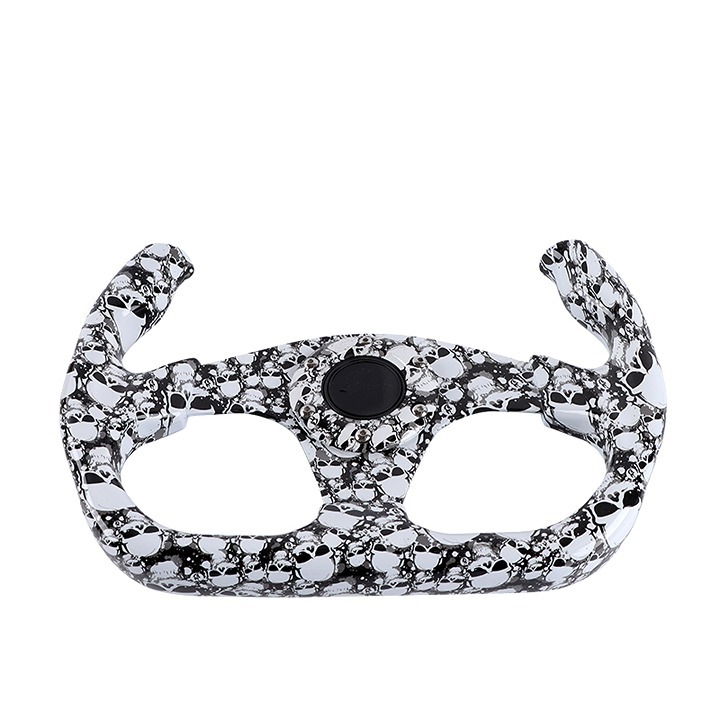 NEW UNIVERSAL 330MM Graphic Skull Look Yoke Style 6 Holes White Steering Wheel