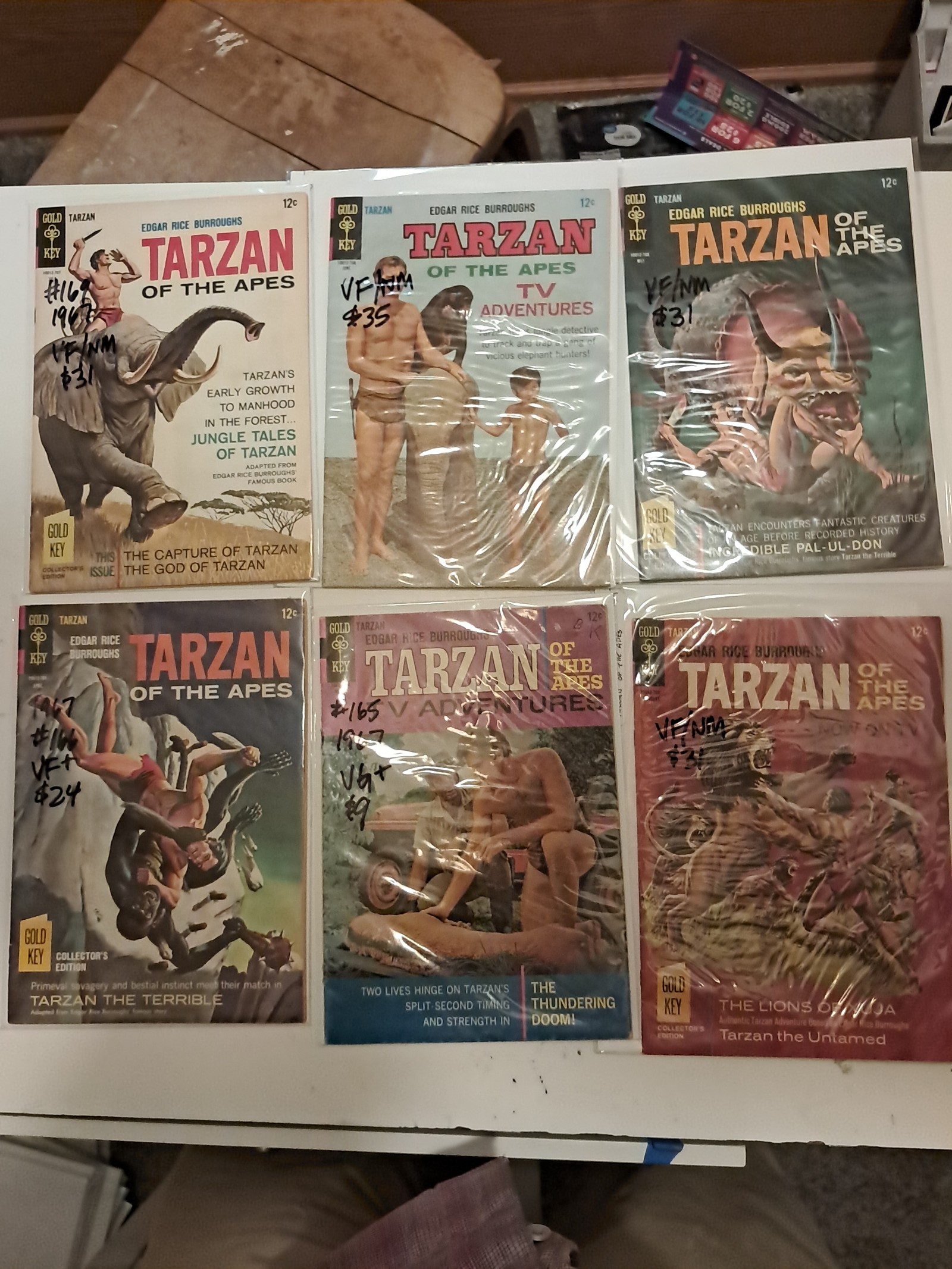 Silver age Tarzan, #164-169; 6 lot; 1967; VF/NM to VG+; 161 value; FREE shippin