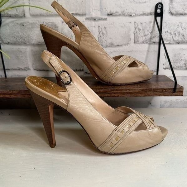 Cole Haan Nike Air Leather Open Toe Ankle Heels Size 8