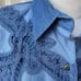 Vintage 80s 90s Urban Cowgirl Together! Country Denim Lace Dress Midi L