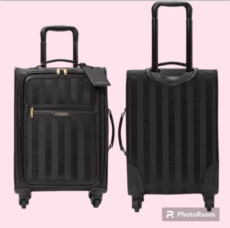 Victoria’s Secret Black Jacquard Stripe Suitcase & Duffle Bag