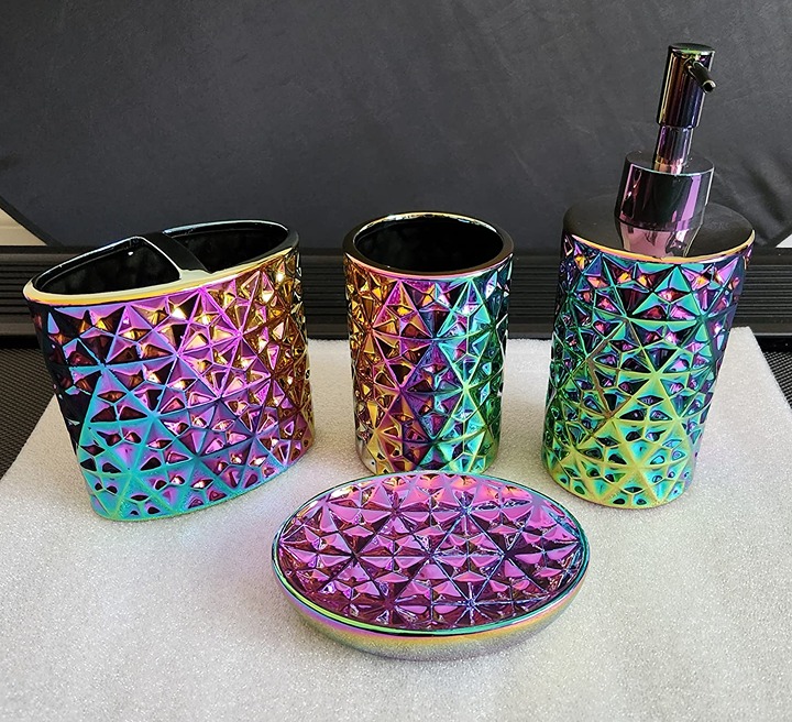 Colorful Bathroom Accessories Sets 4Piece Ceramic Gift Set Apartment Necessities