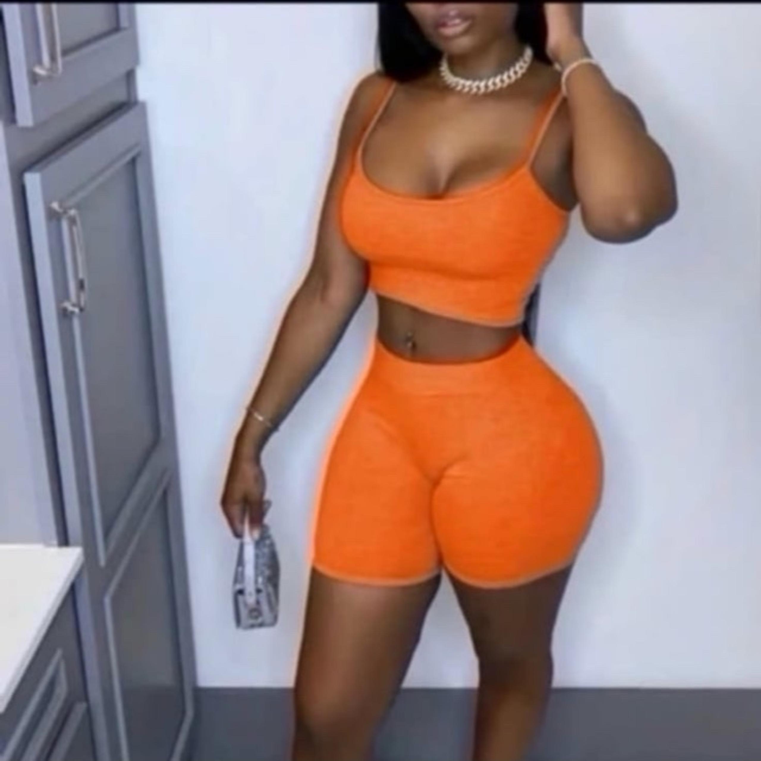 Solid Sexy Two-piece Set, Sleeveless Cami Crop Top & High Waist Shorts Outfits,