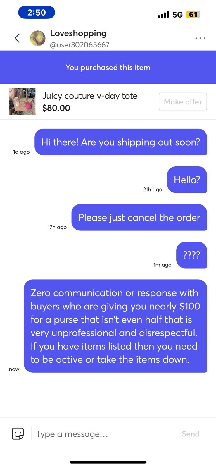 DO NOT SHOP WITH @LOVESHOPPING. juicy couture tote.