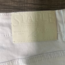 Staple Distressed White Denim Shorts