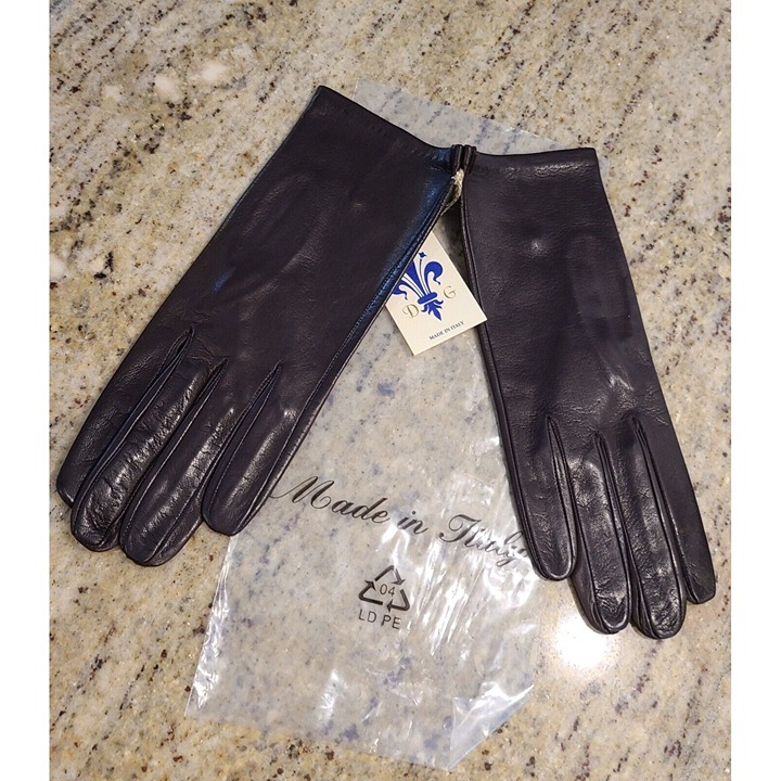 New! Women's Size M/L 7.5 Soft Leather Brown Lined 9 Long Gloves Italy DG
