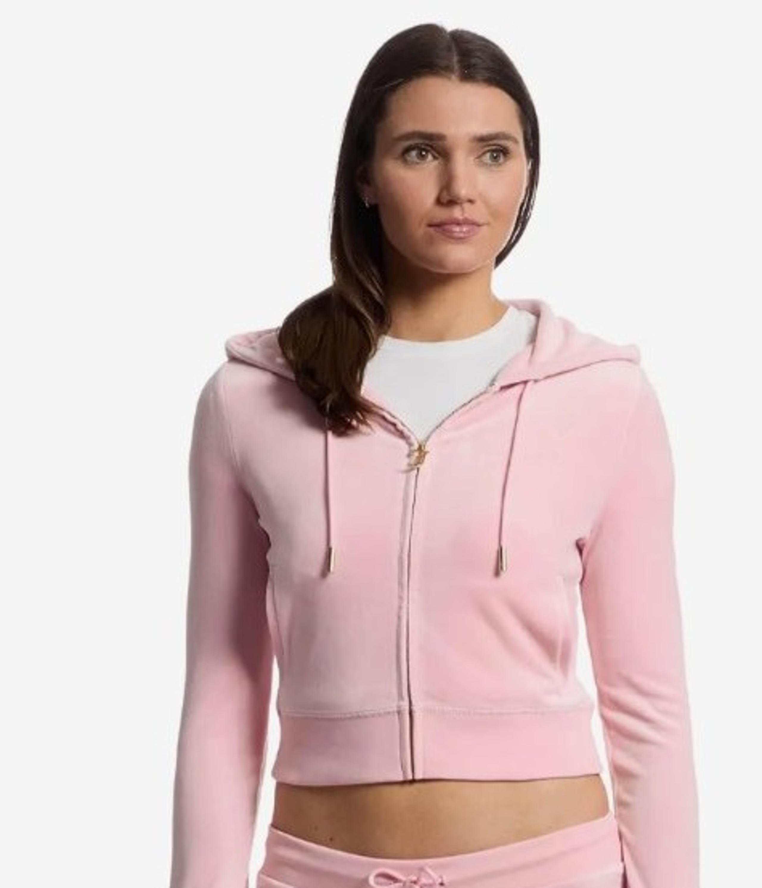 Juicy Couture Women's Bling Velour Hoodie Size S WHISPER PINK AUTHENTIC!