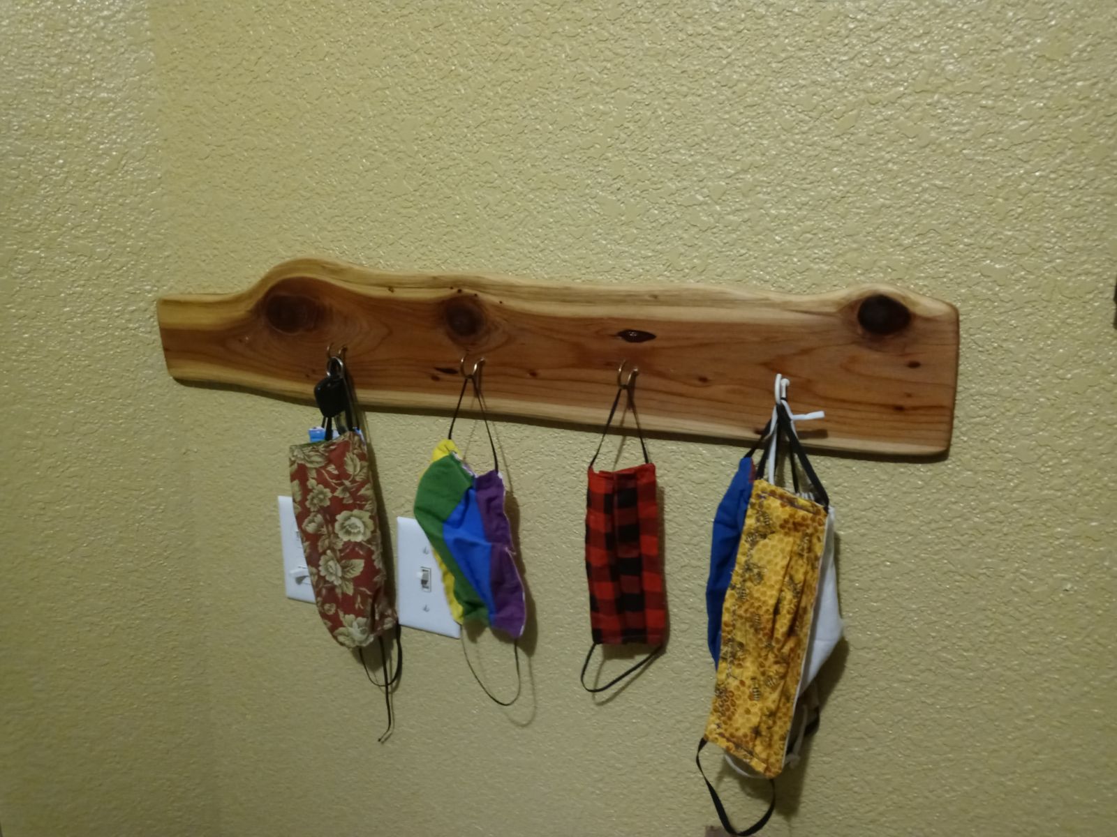 Custom mask holder live edge decorations