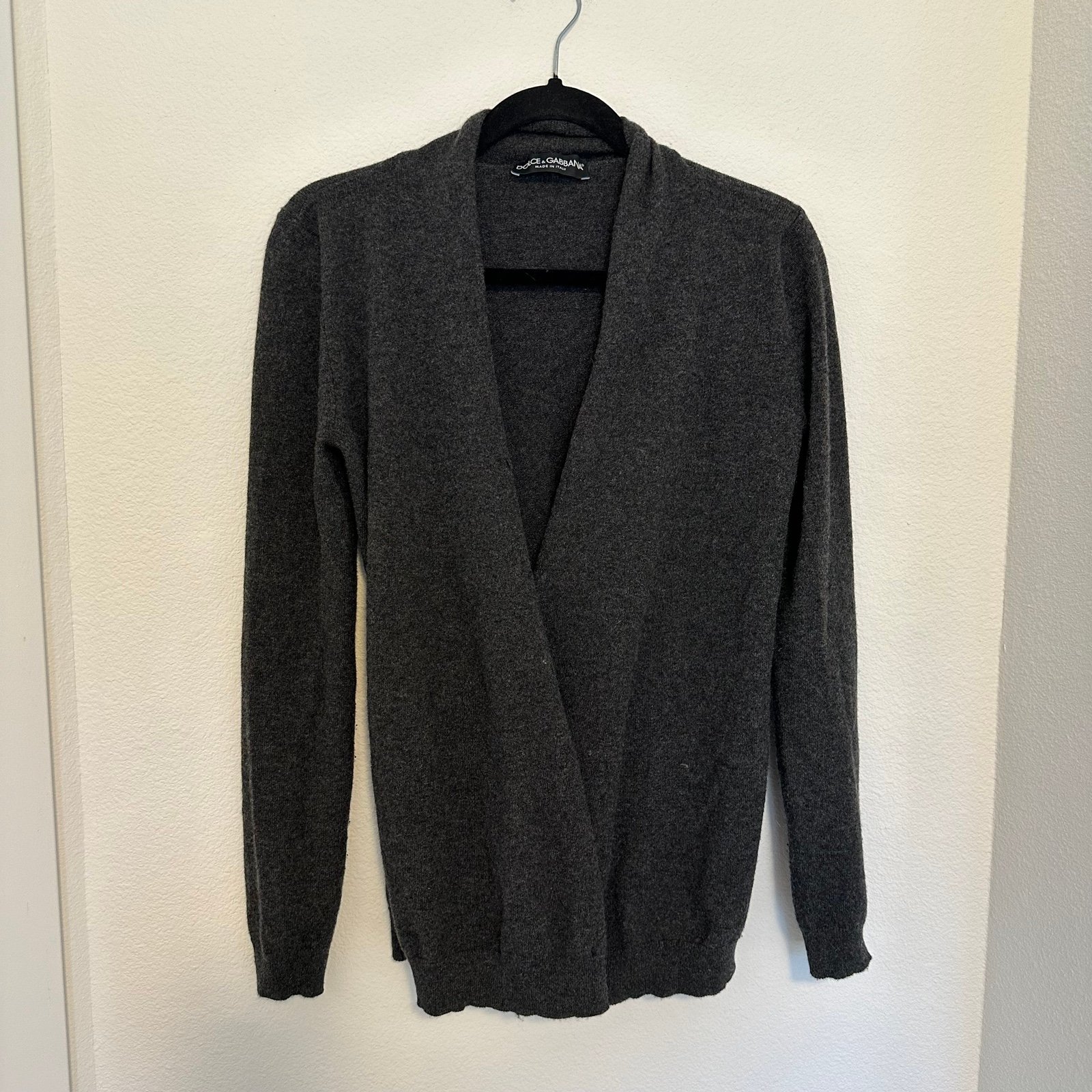 Dolce & Gabanna Wrap Style Cashmere Cardigan Charcoal Gray Color Size 38, 2 US E