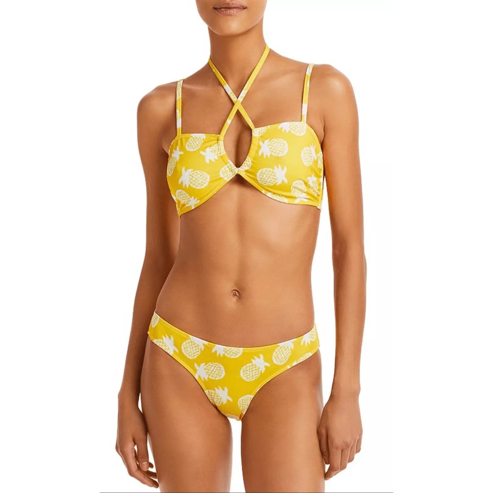 AQUA x Studio 189 Pineapple Print Bikini Top & Pineapple Print Bikini Bottom S