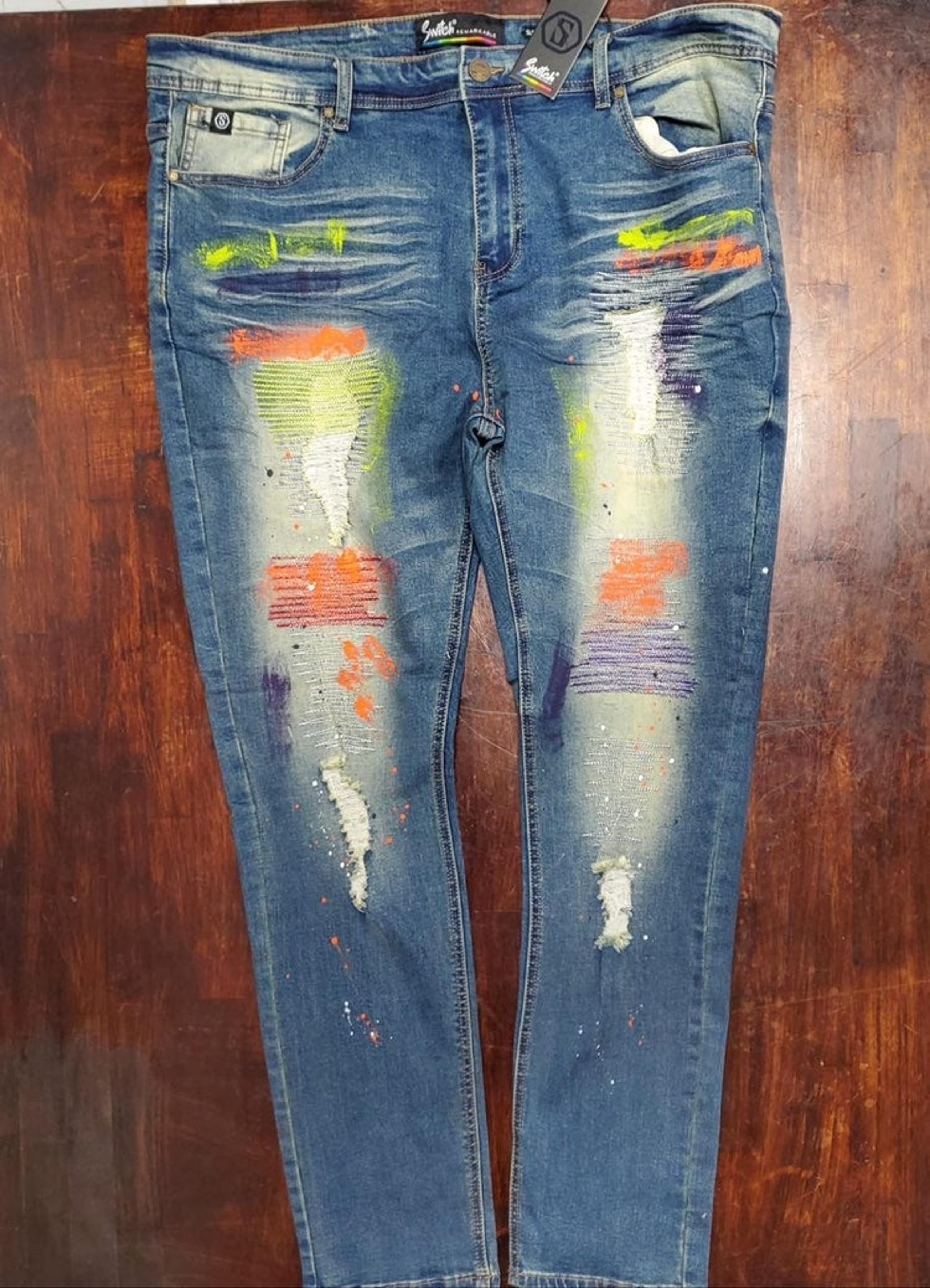 Paint splash denim jeans  sz Various