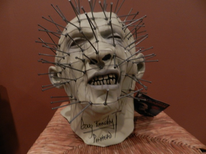 DOUG BRADLEY PINHEAD HELLRAISER AUTOGRAPHED MASK W/PROOF LOOK