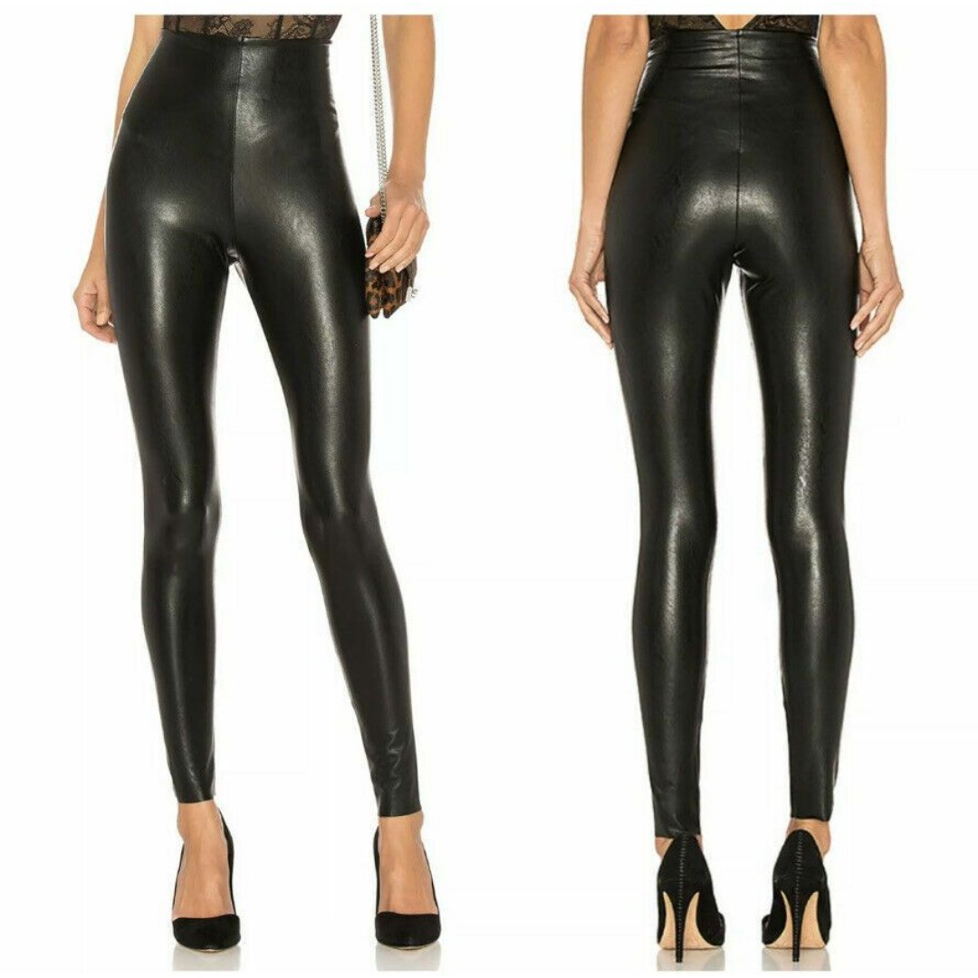 WOMEN'S COMMANDO FAUX LEATHER LEGGINGS WITH PERFECT CONTROL IN BLACK SIZE S