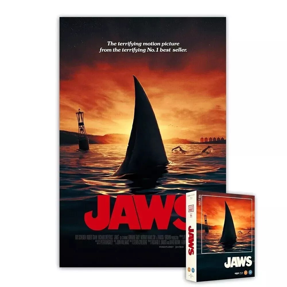JAWS (1975) 4K Steelbook Film Vault Collection + VICE Poster-NEW-Free Shipping