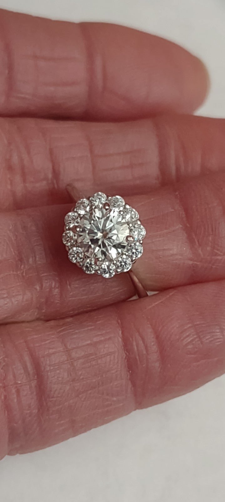 Size 6 engagement ring diamond morrisonite 925 Sterling slide adjustable