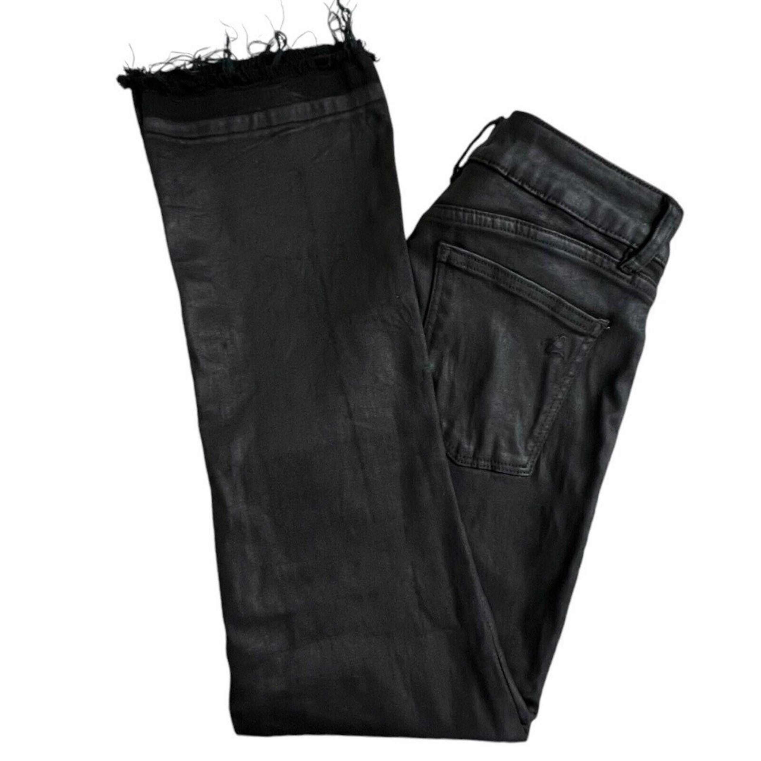 DL1961 Womens 26 Black Faux Leather Mid Rise Lara Instasculpt Cropped Flare Jean